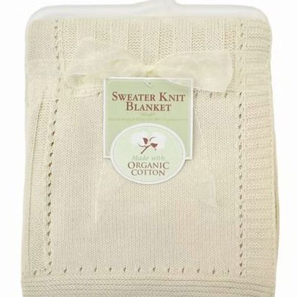 TL CARE Sweater Knit Blanket Organic Cotton Baby Stroller Nursing Cream Ivory - Picture 1 of 7